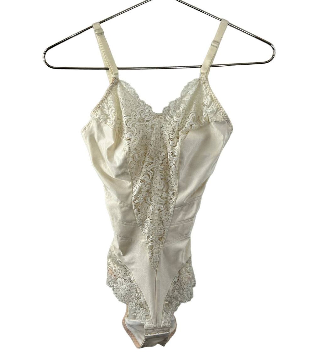 Vintage Crown-ette Ivory Satin and Lace Lingerie One Piece Bodysuit USA VTG 34C